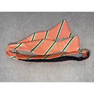 Collared Greens Mens Silk Bow Tie Salmon Green Stripe Handmade Fast Shipping!